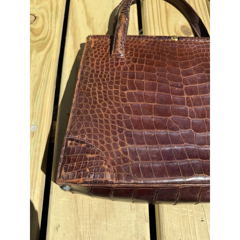 Vintage Lucille De Paris Saks 5th Avenue Brown Alligator Purse Handbag - Picture 4 of 16